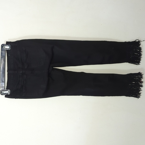 Judy Blue Cropped Jeans Black Fringe Hem Mid-Rise Stretch Women's Size 3 / 26" - Picture 4 of 8